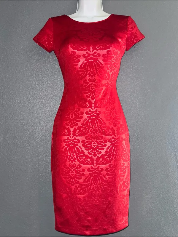 Windsor Women’s Red Short Sleeve Sexy Mini Party Dress size XS 1/2 - Image 2