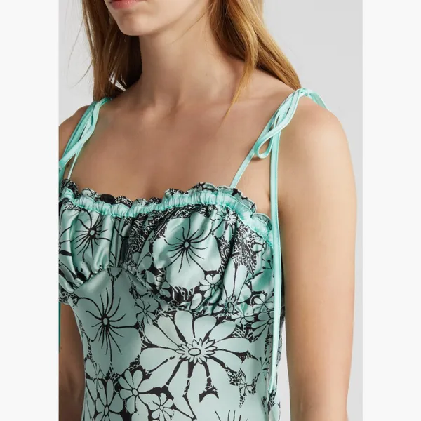 NWT Free People Retro Daisy Asymmetric Slipdress Large, BLACK COMBO - Image 6