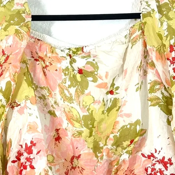 L Top Blouse Calypso St. Barth floral puff sleeve cropped Romantic Croquette - Image 4