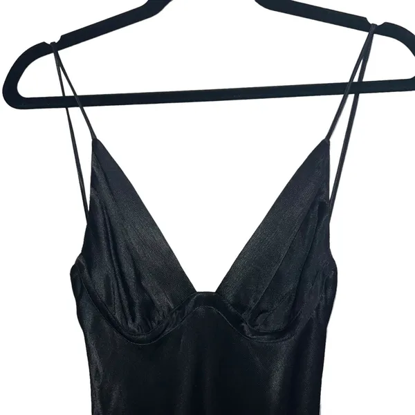 NEW NWT Bec + Bridge Ren Split Satin Maxi Dress Black - Image 5