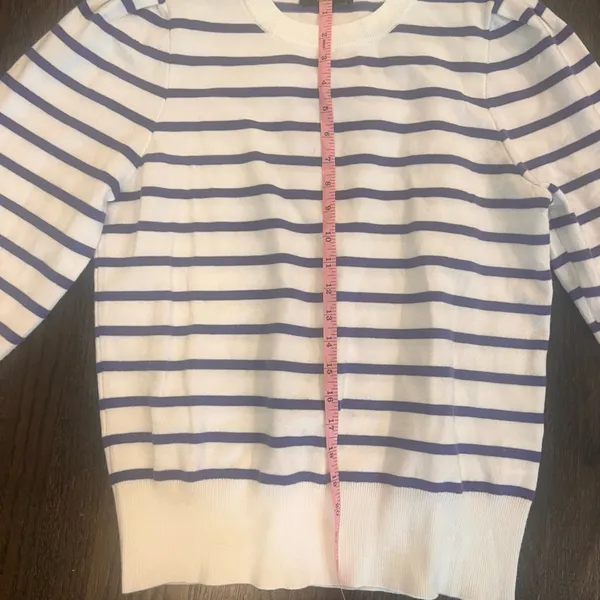 Striped Purple and White Women's Crew Neck Sweater - Image 4