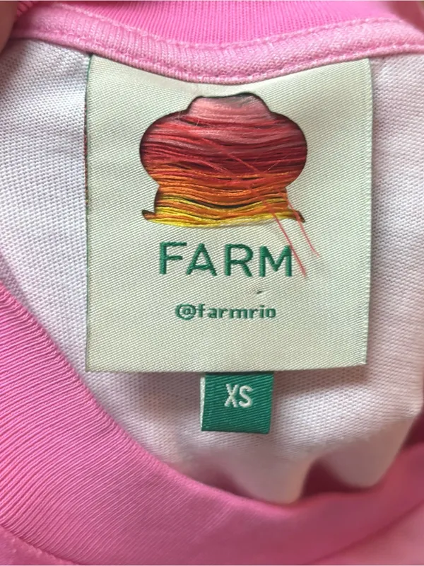 Farm Rio Pink Organic Cotton Tie Dye Coconut Shoulder Pad Slouchy Graphic Tee XS - Image 8