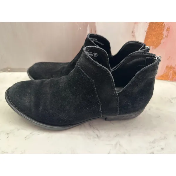 Born Brie Black Distressed Suede‎ Leather Ankle Booties Side Cutout 6.5M Western - Image 7