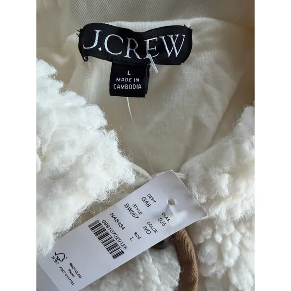 J Crew Faux Sherpa Barn Jacket Ivory Women's Size Large‎ - Image 10