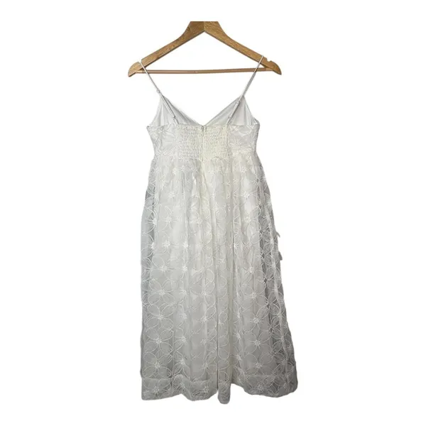Lulus Floral Lace Midi Dress XS White Bridal Shower Wedding Smocked Coquette NWT - Image 12