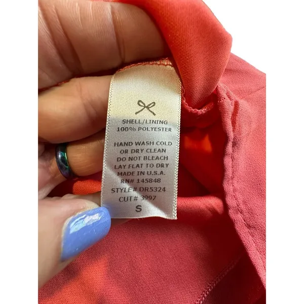 Everly Size Small Coral Pink Goddess Style High Neck Dress Lightweight‎ #I15-5 - Image 8