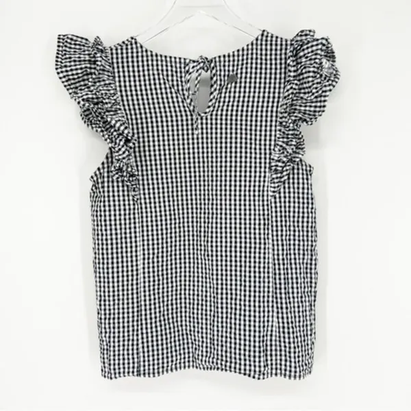 Barbour Thistle Ruffle Sleeve Gingham Top Women's Size‎ 4 Coastal Chic - Image 2