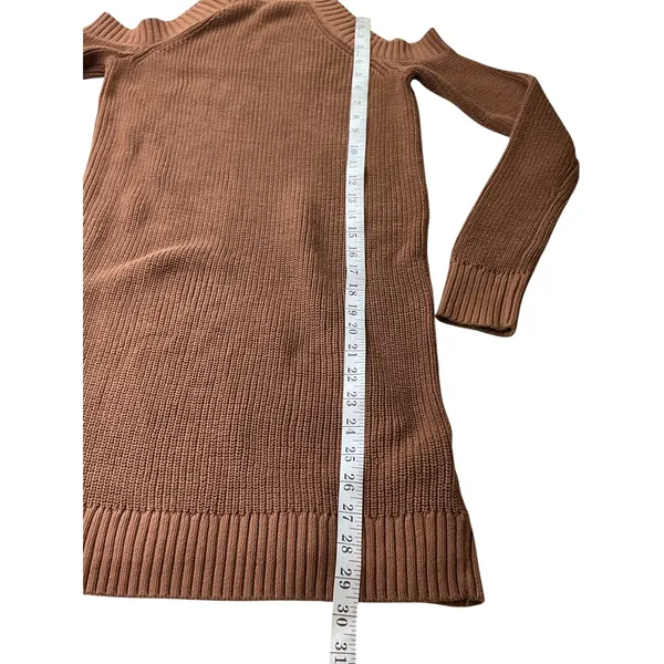 Abercrombie & Fitch Brown Cold Shoulder Mock Neck Ribbed Sweater Dress Small - Image 5
