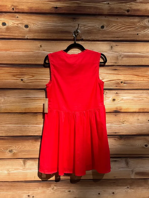 Kourt Red Size S Tatiana Cotton V Neck Mini Dress Few Moda - Image 9