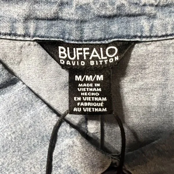 NWT BUFFALO DAVID BITTON Women's Medium Blue Shirt Soft Acid Wash Utility SS NEW - Image 5