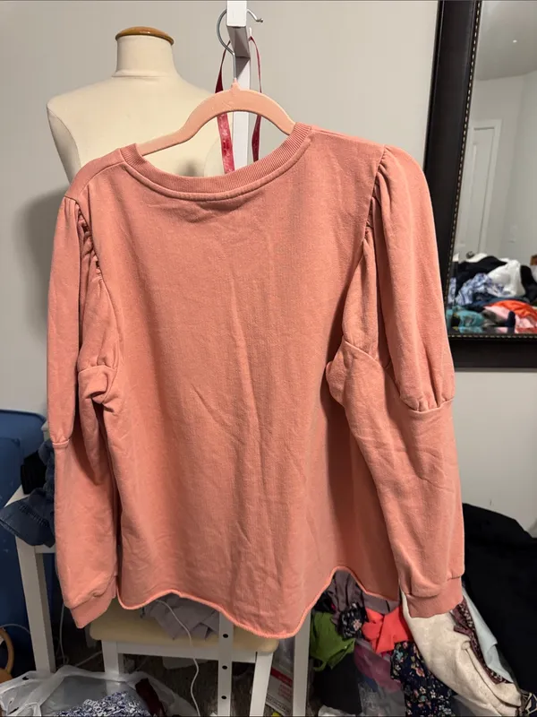 Who What Wear Dusty Rose Puff-Sleeve Pullover - Image 3