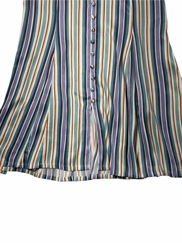 Maeve Anthropologie Freya Satin Multi Striped Midi Skirt Womens 4 - Image 4