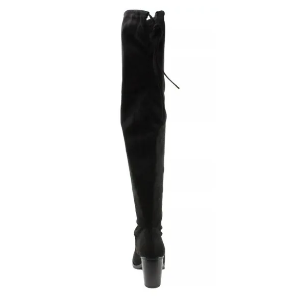 Forever Black Suede Over The Knee Boots Block Heel Lace Up Back Women's Size 8.5 - Image 5