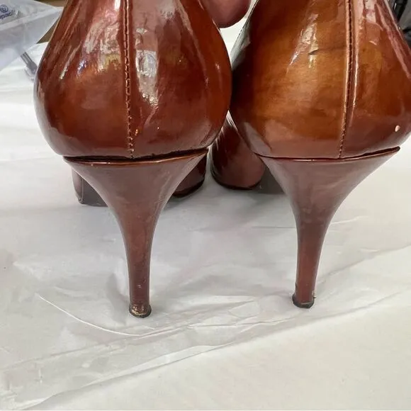 Stuart Weitzman Bronze Peeptoe Stiletto Heels Size 8 Corpcore 80s Power Dressing - Image 13