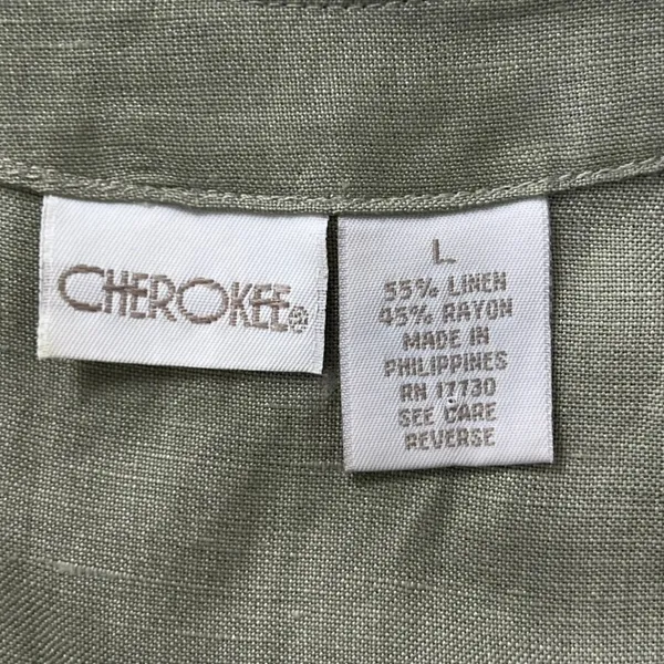 Cherokee Sage Green Linen Rayon Maxi Dress Tank Sleeveless Patch Pockets Large - Image 6