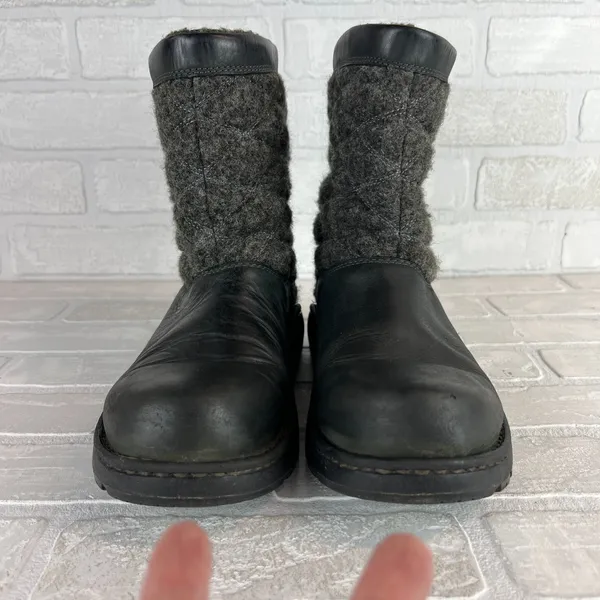 Chacos Waterproof Boots Womens 9.5 Black Gray Quilted Arbora Wool Leather Vibram - Image 10