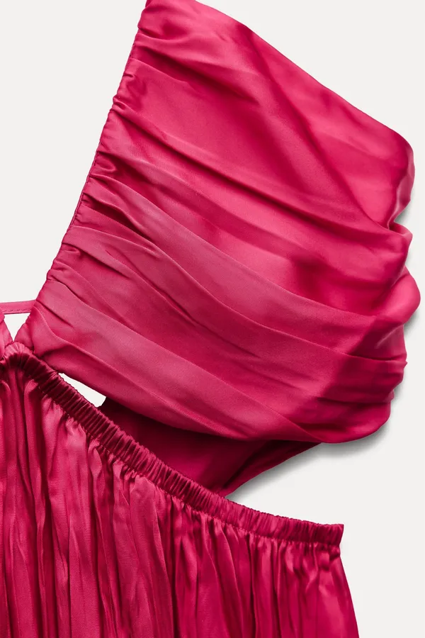 Zara dress maxi boho pleated satin flowy summer vacation wedding evening - Image 7