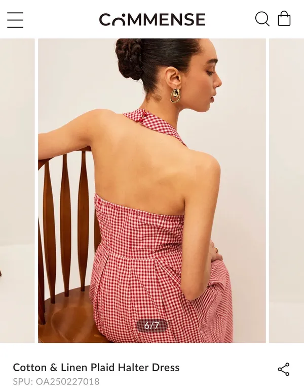 Commense Halter Plaid Dress - Image 3