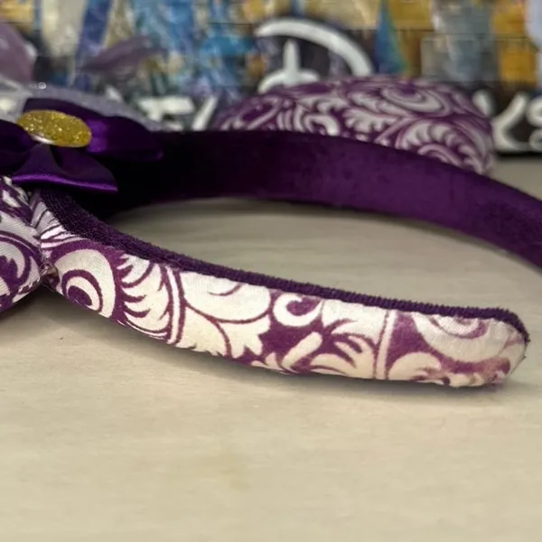 Disney parks filigree Jubilee purple velvet glitter crown feathers Minnie ears - Image 3