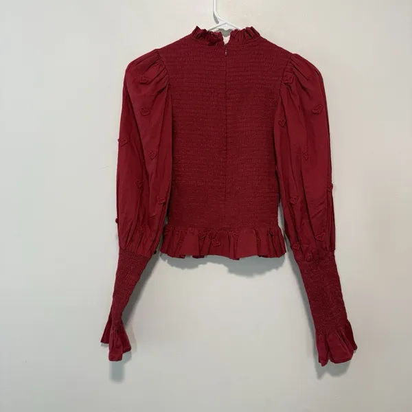 Farm Rio 3D Heart Smocked Red Blouse Size XS - Image 7