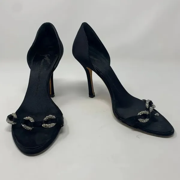 Giuseppe Zanotti Black Silk Sandals‎ w/ Rhinestones - Image 3
