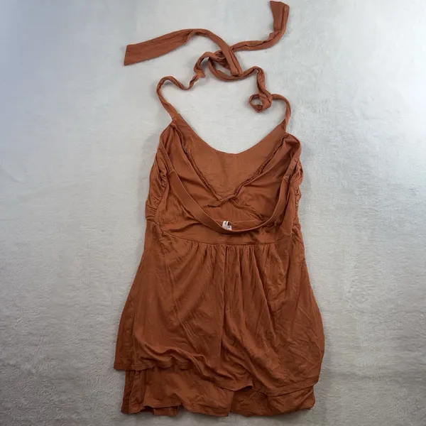 Vtg Y2K M Medium Babydoll Halter Top‎ Embellished Bling 90s Club Party Orange - Image 8