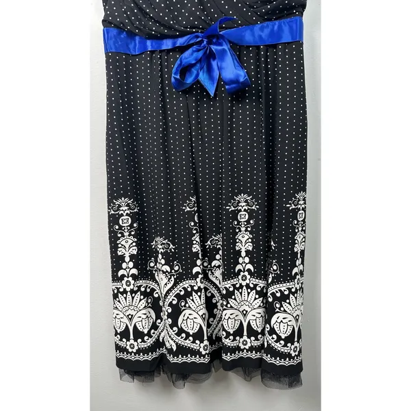 Vintage‎ My Michelle Medium Dress Sweetheart Black White Blue Party Polka Dot - Image 8