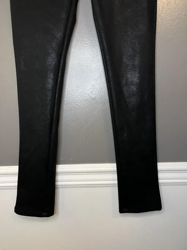 Chocolat Pants Womens Large Black Coated Ponte Skinny Faux Leather HP9429S - Image 3