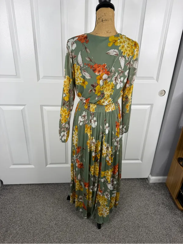 Kate & Lily Floral Sage Green Maxi Dress Size 14W - Image 8