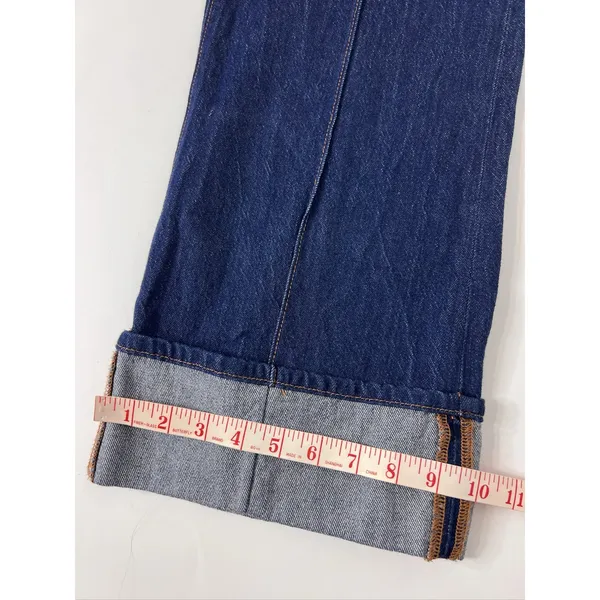 LOFT THE WIDE LEG Dark Blue High Rise Cuffed Jeans Women's Size 8 - Image 11