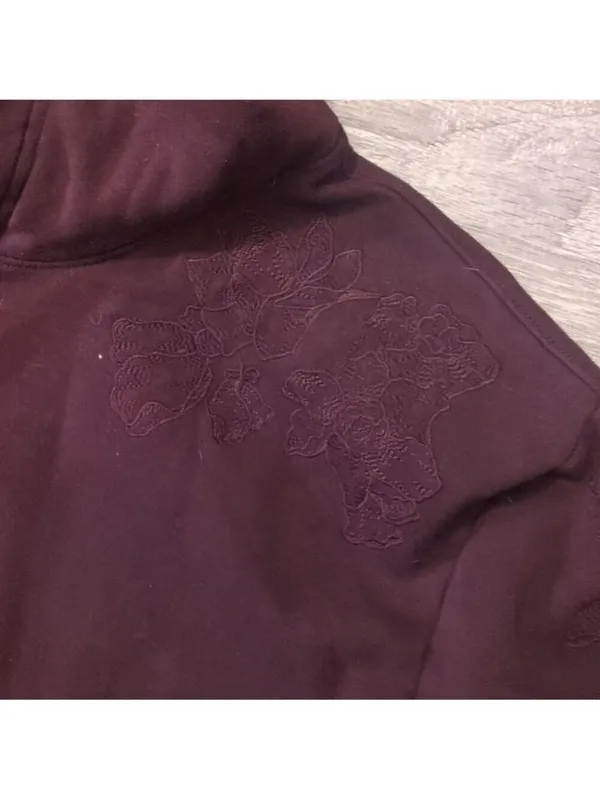 Athleta Purple Floral Embroidery Hooded Sweatshirt Size Small - Image 2