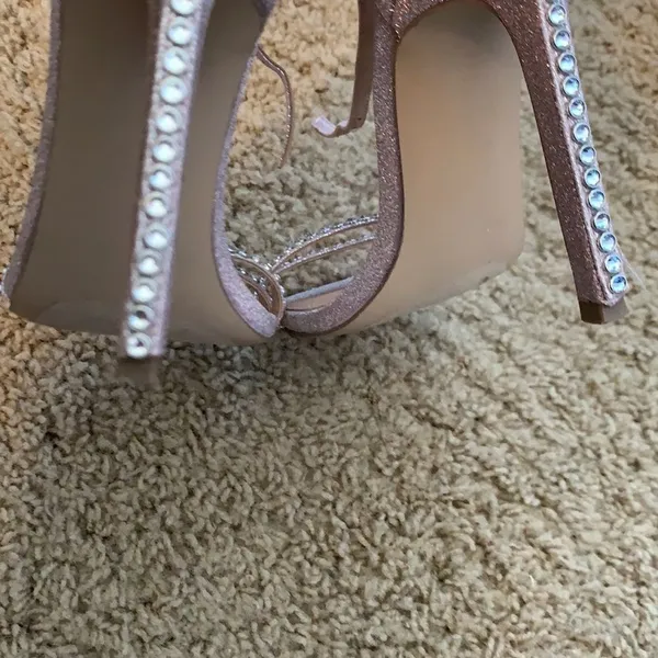 Steve Madden Collette Blush Glitter Rhinestone Strappy Stiletto Size 7 - Image 10