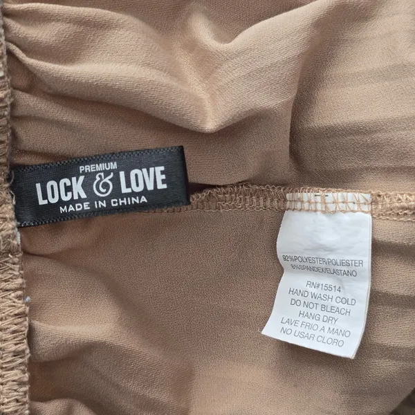 Brown Wide Leg Accordion‎ Beach Resort Flowy Vacation Lock & Love Pants Small - Image 5