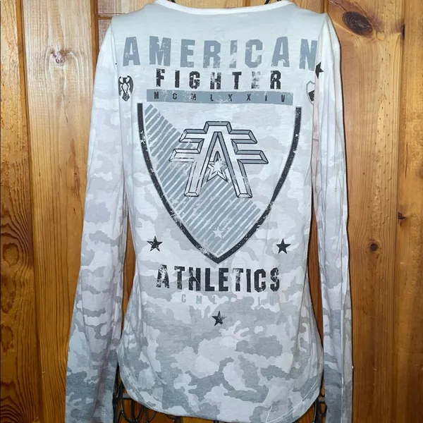 American Fighter Gray Camouflage Long Sleeve size XS BEACHWOOD Biker MMA - Image 2