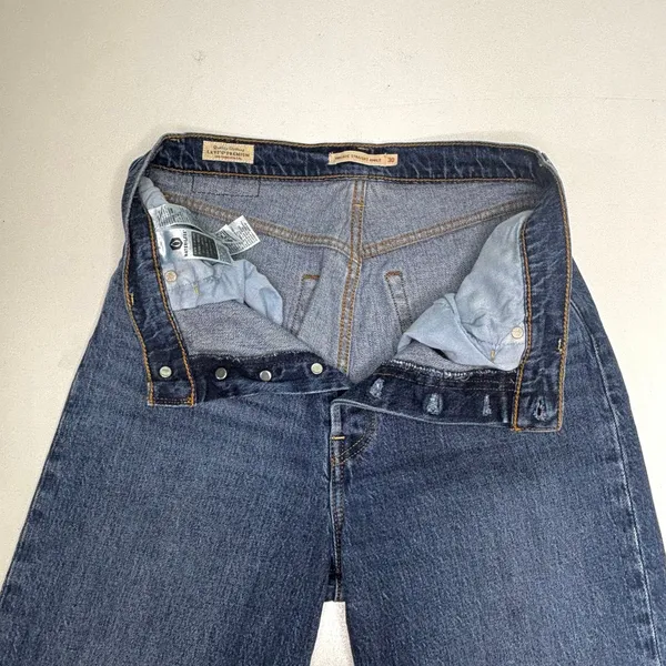 Levi’s Ribcage Straight Ankle Button Fly Jeans Medium Blue Wash 30 - Image 3