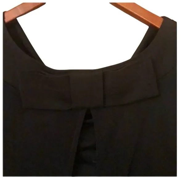 Vintage y2k 2000s D.E.P.T Black Cowle Neck open back Bow Blouse office siren - Image 6