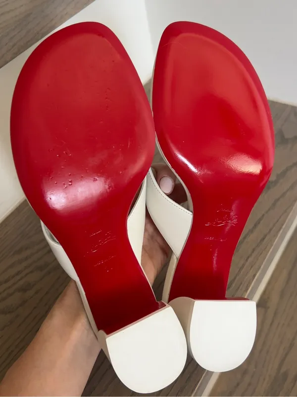 Christian Louboutin Janetonga 55mm Leather Thong Sandals in White - Image 10