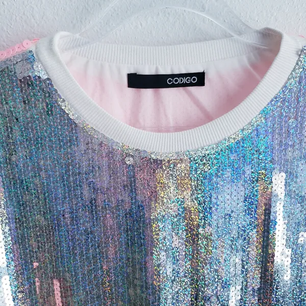 Sequin Jersey Graphic Short Sleeve Shirt Dress - Image 9