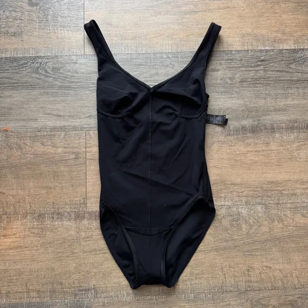 SHAN Black V-Neck One Piece‎ Swimsuit Made in Canada Size 6 US 10 UK Minimalist - Image 3