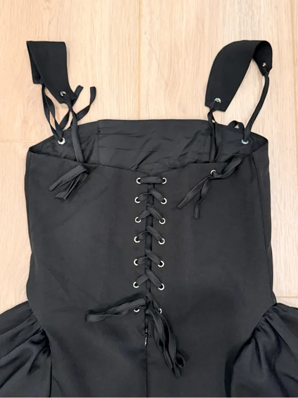 Innovare Denim Black Corset Lace Up Fit & Flare Mini Dress - Image 8