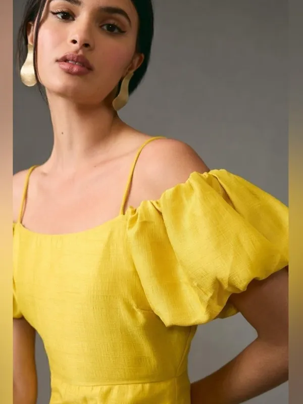 Anthropologie Let Me Be Slim Off The Shoulder Puff Sleeves Mini Dress - Image 2