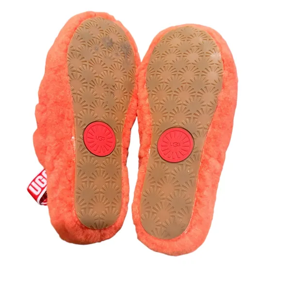 UGG Women's Fluff Yeah Fur Slide Slipper Orange with elastic logo strap Size 11 - Image 4