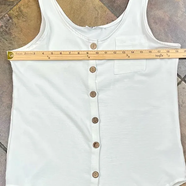 Diosun White Button Down Tank Top Medium - Image 8