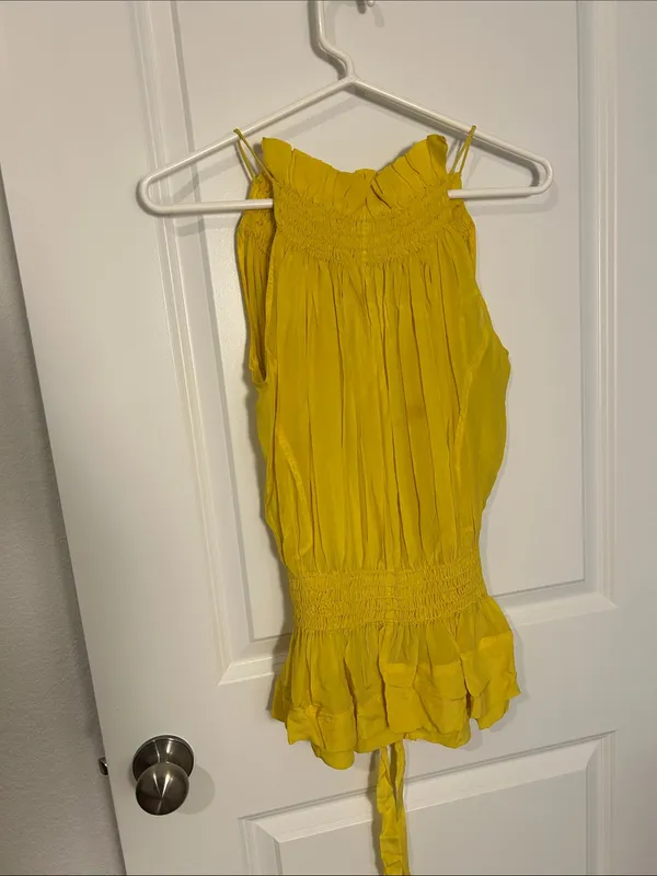 Women's Yellow Smocked Tie - Image 5