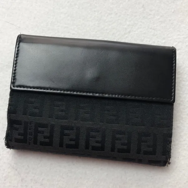 Fendi Zucca Monogram Wallet Black Canvas & Leather Silver HARDWARE - Image 2