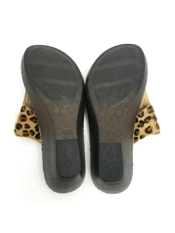 Gabriella Womens Thong Sandals Black Animal Print - Image 9
