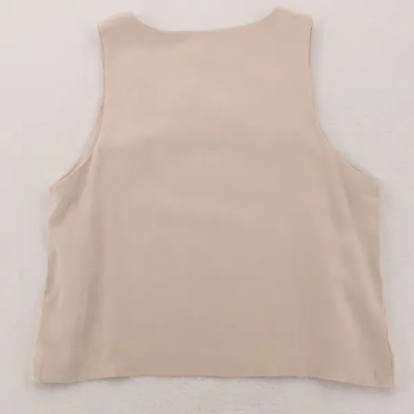 Square Neck Linen Blend Tank Top Womens‎ Size L Beige Euro Summer Clean Girl NWT - Image 5