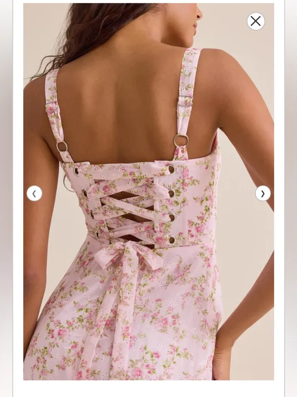 NWT Altar'd State Pink Floral Square-Neck Maxi Dress with Side Slit - Image 2