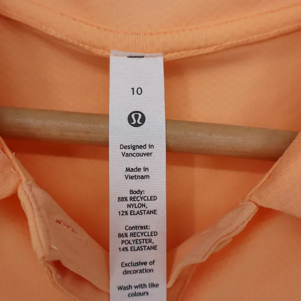 Lululemon Polo Shirt Womens 10 Quick-Drying SS Polo Sunny Coral Button-Down NEW - Image 5