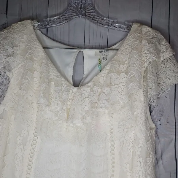 Umgee Bohemian Chic V-Neck Cottagecore Lace Mini Dress in Cream NWT - Image 2
